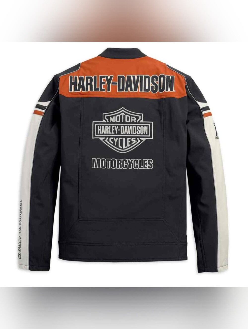 Harley-Davidson Black and Orange Motorcycle Jacket
